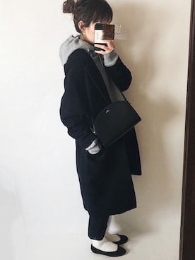 「A.P.C.」｜「アイテム（チェスターコート）」を使った、sanさん（レディース・159cm）の冬コーディネート