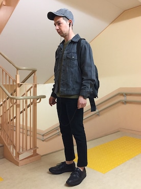 「キヤップ」｜「アイテム（デニムジャケット）」を使った、🇧🇷TIAGO🇯🇵さん（メンズ・165cm）の春コーディネート