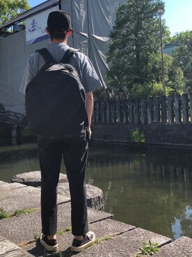 「Onitsuka Tiger × ANDREA POMPILIO（オニツカタイガーアンドレアポンピリオ）のアイテム（バッグ）」を使った、🇧🇷TIAGO🇯🇵さん（メンズ・165cm）の夏コーディネート