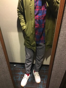 「NANO universe（ナノユニバース）のアイテム（マウンテンパーカー）」を使った、やーきょーさん（メンズ・176cm）の冬コーディネート