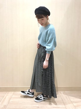 「レースタンク」｜「アイテム（ハンチング/ベレー帽）」を使った、m o m o k aさん（レディース・156cm）の秋コーディネート