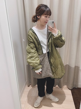 「キルティングコート」｜m o m o k aさん（レディース・156cm）の冬コーディネート