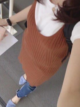 「アイテム（その他トップス、ブラウン系）」を使った、megさん（レディース・153cm）の秋コーディネート