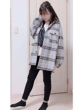 「ハーフアップ」｜「アイテム（ジャケット/アウター）」を使った、rioさん（レディース・157cm）の冬コーディネート