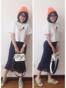 「アイテム（腕時計、パープル系）」を使った、Candiceさん（レディース・160cm）の春コーディネート