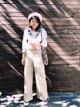 エンブロイダリー刺繍ブラウス◇を使った人気ファッション