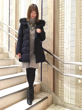 「アイテム（ダウンジャケット/コート、ブルー系）」を使った、alisa_jsさん（レディース・163cm）の冬コーディネート