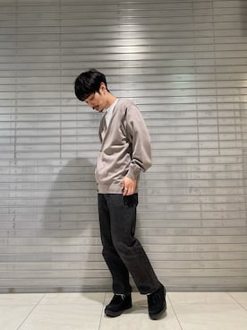 「URBAN RESEARCH（アーバンリサーチ）のアイテム（カーディガン/ボレロ、ベージュ系）」を使った、冷牟田 誠さん（メンズ・165cm）の春コーディネート