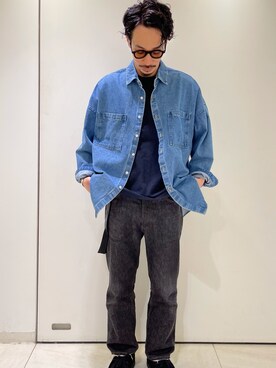 「URBAN RESEARCH Sonny Label（アーバンリサーチサニーレーベル）のアイテム（シャツ/ブラウス、ブルー系）」を使った、冷牟田 誠さん（メンズ・165cm）の春コーディネート