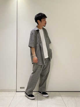 「URBAN RESEARCH（アーバンリサーチ）のドライTRリネンシャツ（シャツ/ブラウス、その他）」を使った、冷牟田 誠さん（メンズ・165cm）の夏コーディネート