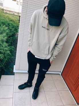 「AZUL by moussy（アズールバイマウジー）のアイテム（タンクトップ）」を使った、sayanさん（レディース・157cm）の冬コーディネート