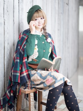 「アイテム（タイツ/ストッキング、ブルー系）」を使った、きょんしさん（レディース・167cm）の冬コーディネート