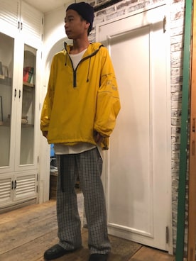 「Calvin Klein（カルバン・クライン）のアイテム（ナイロンジャケット）」を使った、kouheiさん（メンズ・170cm）の冬コーディネート