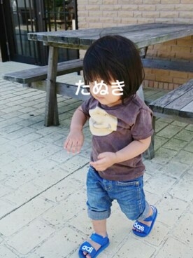 キッズadidasアディダス Beach Sandal I ビーチサンダルｉ Ba7135 17sp Blue White Blueを使った人気ファッションコーディネート Wear