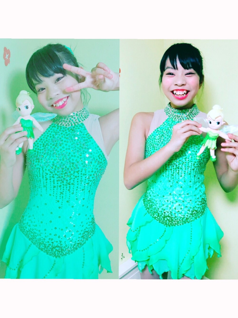 「ディズニー」｜「スケートコスチュームDDのアイテム（ワンピース/ドレス、グリーン系）」を使った、Nicoさん（レディース・159cm）の冬コーディネートの1枚目の写真