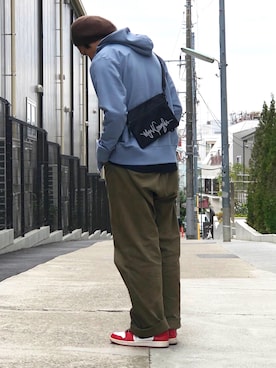 「エアジョーダン」｜「アイテム（ハンチング/ベレー帽）」を使った、masaさん（メンズ・173cm）の冬コーディネート
