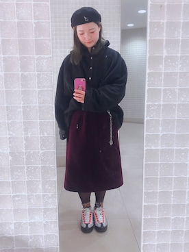 「ストリート服が好き」｜「アイテム（ハンチング/ベレー帽）」を使った、6さん（レディース・159cm）の冬コーディネート