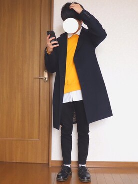 「マスタード」｜「アイテム（チェスターコート）」を使った、［SHOW］さん（メンズ・154cm）の秋コーディネート