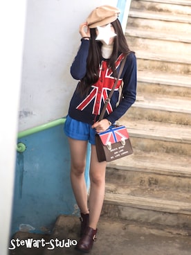 「SKfashionのアイテム（ブーツ、ブラウン系）」を使った、Sakiさん（レディース・154cm）の春コーディネート