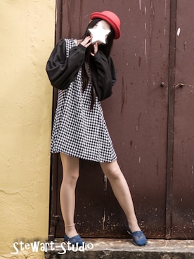「SKfashionのアイテム（バレエシューズ、ブルー系）」を使った、Sakiさん（レディース・154cm）の春コーディネート