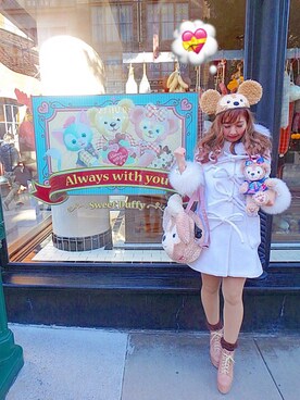 「お揃い」｜「アイテム（その他アウター）」を使った、りにゃぷさん（レディース・157cm）の冬コーディネート