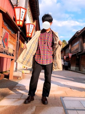 「TOMMY HILFIGER」｜「アイテム（ステンカラーコート）」を使った、たじさん（メンズ・170cm）の春コーディネート