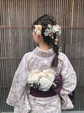 「着物」｜「アイテム（ワンピース/ドレス）」を使った、salalさん（レディース・160cm）の春コーディネート