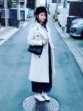 「バーバリー」｜「アイテム（キャスケット）」を使った、li.lian.Dさん（レディース・158cm）の春コーディネート