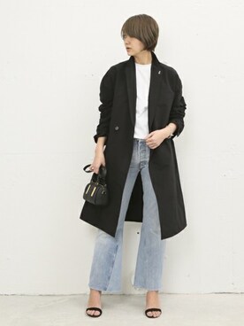 「Deuxieme Classe（ドゥーズィエムクラス）のアイテム（チェスターコート）」を使った、AYAさん（レディース・163cm）の冬コーディネート