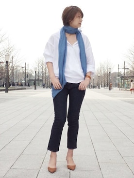 「アイテム（バングル/リストバンド）」を使った、AYAさん（レディース・163cm）の春コーディネート