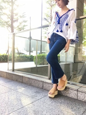 「FRAME DENIM（フレームデニム）のアイテム」を使った、AYAさん（レディース・163cm）の夏コーディネート