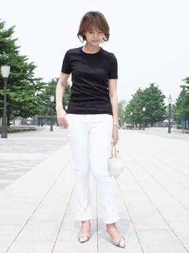 「FRAME DENIM（フレームデニム）のアイテム」を使った、AYAさん（レディース・163cm）の夏コーディネート