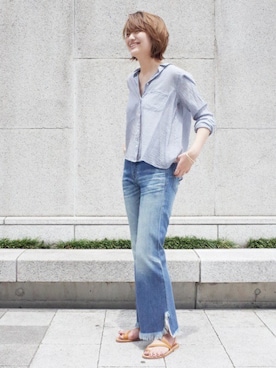 「NSF（エヌエスエフ）のアイテム」を使った、AYAさん（レディース・163cm）の夏コーディネート