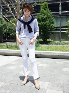 「FRAME DENIM（フレームデニム）のアイテム」を使った、AYAさん（レディース・163cm）の夏コーディネート