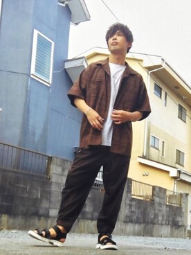「アイテム（ピアス（片耳用）、グレー系）」を使った、まー。さん（メンズ・176cm）の夏コーディネート