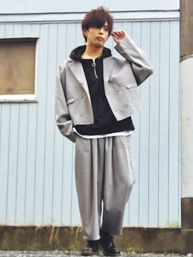 「アイテム（ピアス（片耳用）、グレー系）」を使った、まー。さん（メンズ・176cm）の冬コーディネート