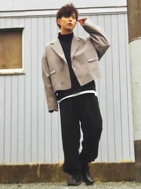 「アイテム（ピアス（片耳用）、グレー系）」を使った、まー。さん（メンズ・176cm）の冬コーディネート