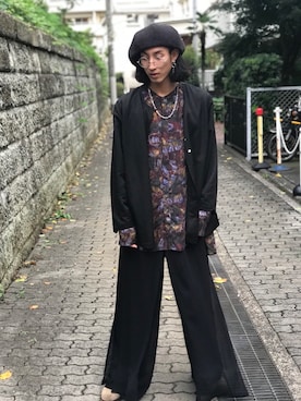 「原宿」｜「アイテム（ハンチング/ベレー帽）」を使った、しゅうさん（メンズ・178cm）の秋コーディネート