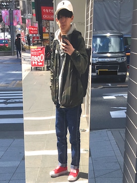 「Carhartt WIP（カーハートダブリューアイピー）のアイテム（ブルゾン）」を使った、Hidemi Ochiaiさん（メンズ・160cm）の春コーディネート