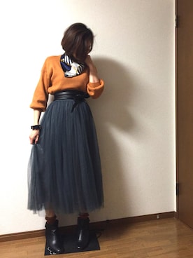 「キャメル」｜「アイテム（ブーティ）」を使った、みっくすさん（レディース・162cm）の冬コーディネート