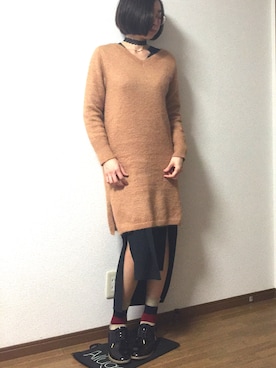 「ドレスシューズ」｜「アイテム（シャツワンピース）」を使った、みっくすさん（レディース・162cm）の冬コーディネート