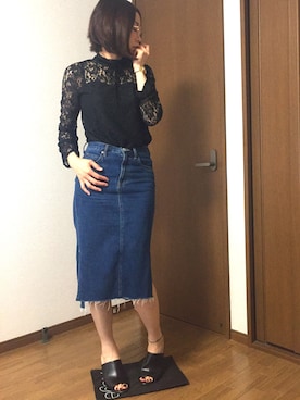 「黒×デニム」｜「アイテム（その他）」を使った、みっくすさん（レディース・162cm）の春コーディネート