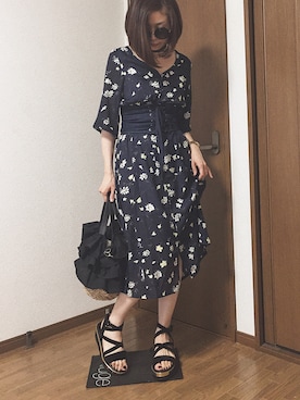 「黒サンダル」｜「アイテム（その他）」を使った、みっくすさん（レディース・162cm）の夏コーディネート