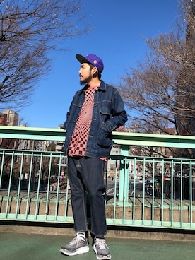 「総柄トップス」｜「アイテム（ジャケット/アウター）」を使った、はらださん（メンズ・172cm）の冬コーディネート