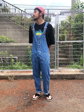「ALDIES（アールディーズ）のアイテム（サロペット/オーバーオール）」を使った、はらださん（メンズ・172cm）の夏コーディネート