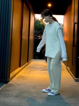 「H&M（エイチ・アンド・エム）のアイテム（ベスト、ホワイト系）」を使った、あやさん（レディース・152cm）の秋コーディネート