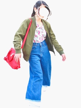 「OLIVE des OLIVE（オリーブデオリーブ）のアイテム（MA-1）」を使った、ä ☺︎さん（レディース・150cm）の春コーディネート