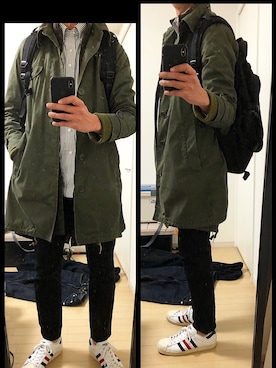 「Johnbull（ジョンブル）のアイテム（モッズコート）」を使った、たちんさん（メンズ・182cm）の冬コーディネート