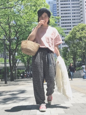 「パジャマ」｜「アイテム（カバーオール）」を使った、ひらめ。さん（レディース・164cm）の春コーディネート