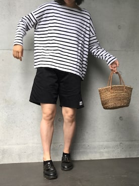 「半ズボン」｜「アイテム（その他シューズ）」を使った、ひらめ。さん（レディース・165cm）の夏コーディネート